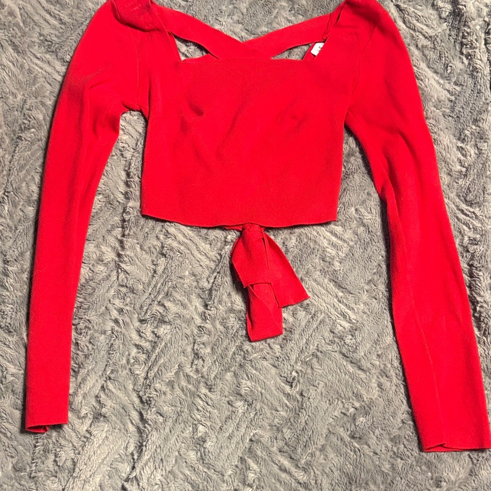 Red Women's Long Sleeve Top